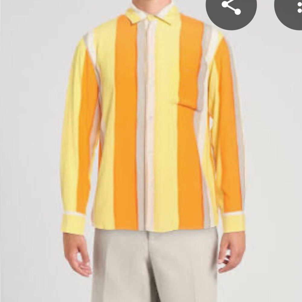 Sandro Yellow and Orange Striped Men's Shirt